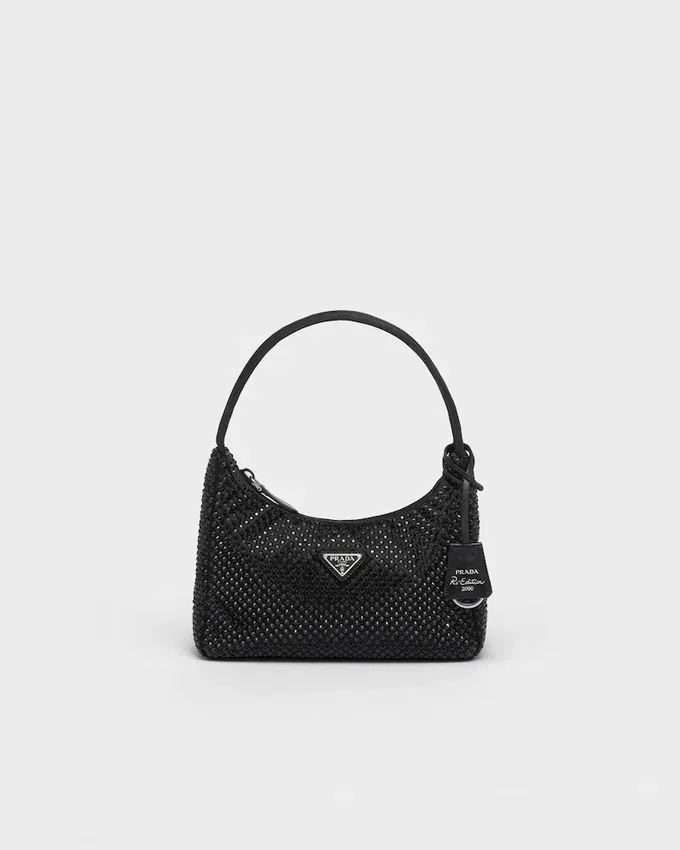 Prada Re-Edition Mini Satin Bag med kristaller Prada Re-Edition Mini Satin Bag med kristaller