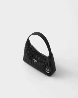 Prada Re-Edition Mini Satin Bag med kristaller