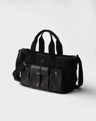Prada Route stor tyg- och läderväska