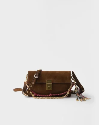 Prada Soft liten axelväska i mocka Prada Soft liten axelväska i mocka
