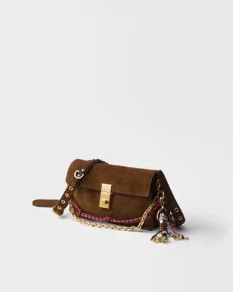Prada Soft liten axelväska i mocka Prada Soft liten axelväska i mocka
