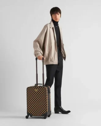 Prada Symbole broderad tygtrolley