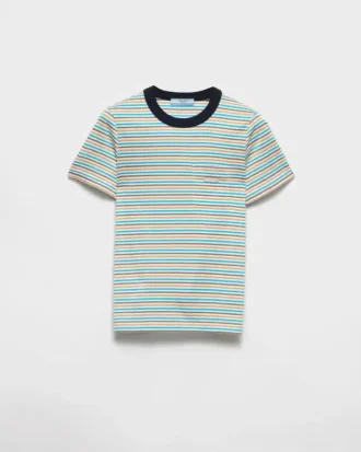 Randig T-shirt i lisle-bomull Randig T-shirt i lisle-bomull