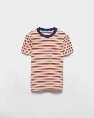 Randig T-shirt i lisle-bomull Randig T-shirt i lisle-bomull