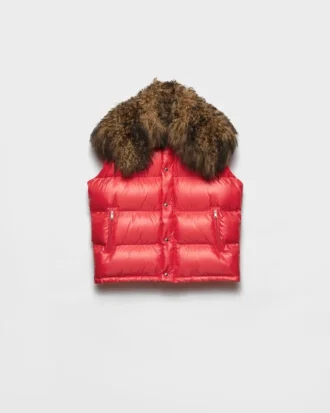 Re-Nylon- och shearling-dunväst