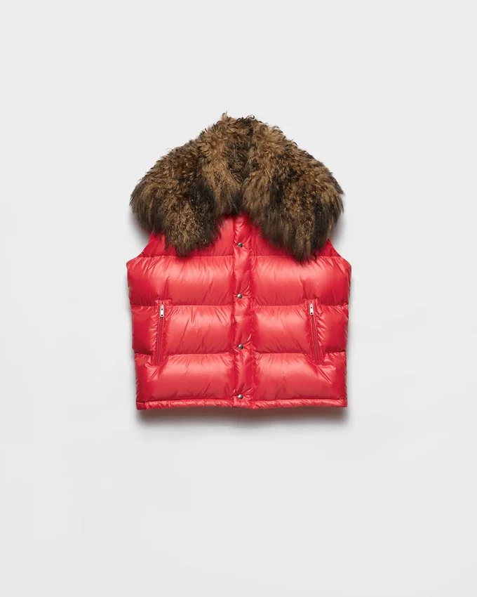 Re-Nylon- och shearling-dunväst Re-Nylon- och shearling-dunväst