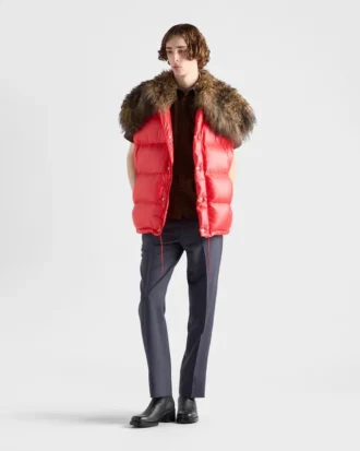 Re-Nylon- och shearling-dunväst