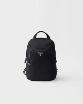 Ryggsäck i Re-Nylon och Saffiano-läder