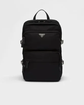 Ryggsäck i Re-Nylon och Saffiano-läder