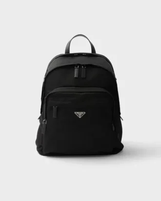 Ryggsäck i Re-Nylon och Saffiano-läder