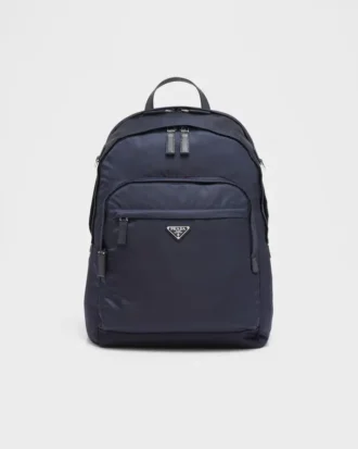 Ryggsäck i Re-Nylon och Saffiano-läder