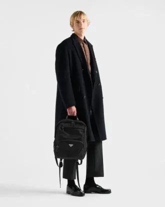 Ryggsäck i Re-Nylon och Saffiano-läder