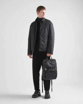 Ryggsäck i Re-Nylon och Saffiano-läder