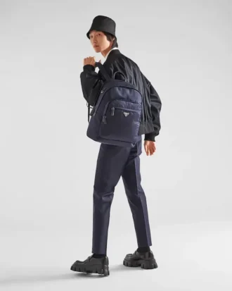 Ryggsäck i Re-Nylon och Saffiano-läder