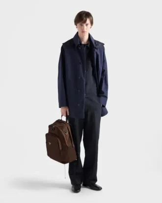 Ryggsäck i Re-Nylon och Saffiano-läder