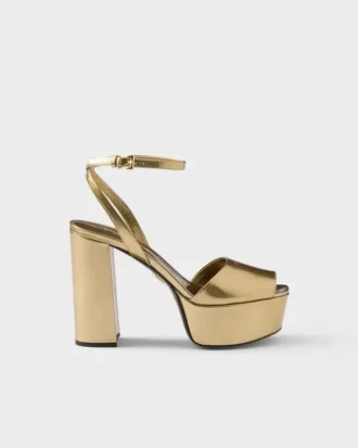 Sandaler med plattform i metalliskt läder
