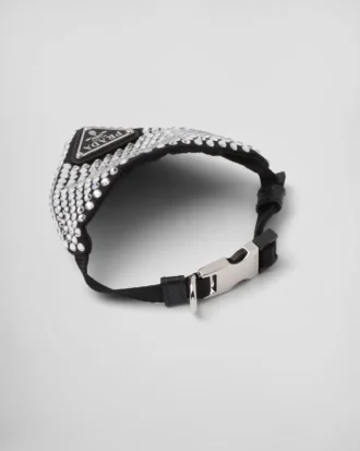 Satin-halsband för husdjur med kristaller