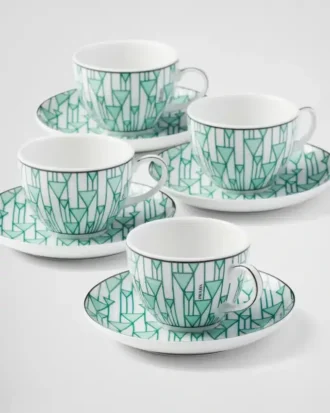 Set med fyra espressokoppar i porslin – Vienna Green