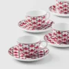 Set med fyra espressokoppar i porslin – Vienna Red Set med fyra espressokoppar i porslin – Vienna Red