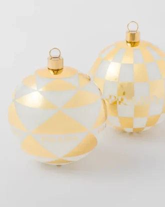 Set med julgransdekorationer i glas