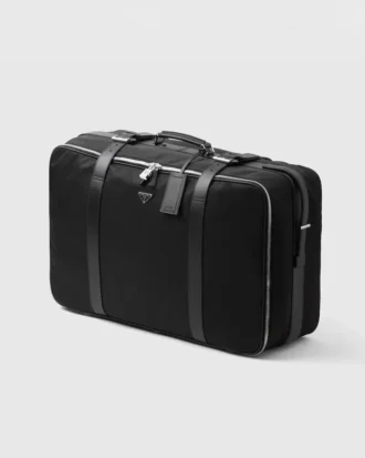 Stor resväska i Re-Nylon och Saffiano-läder