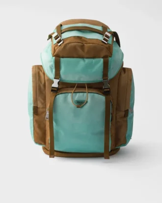 Stor ryggsäck i Re-Nylon och Saffiano-läder