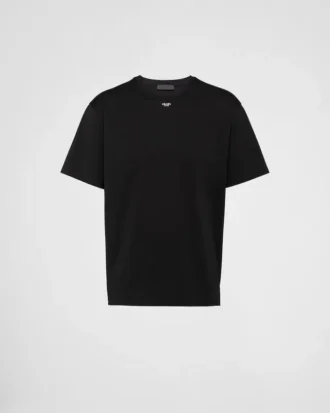 Stretch-T-shirt i bomull med logotyp