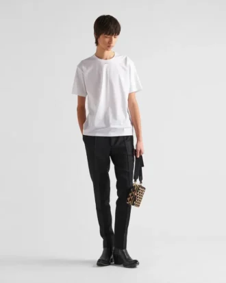Stretch-T-shirt i bomull med logotyp