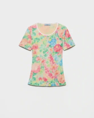 T-shirt i ribbad bomull med tryck