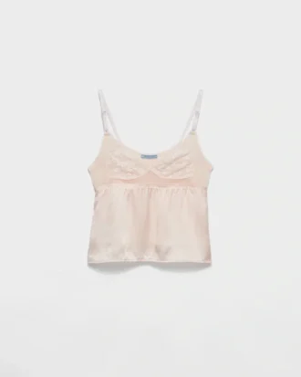 Top i satin och spets med vintage-look