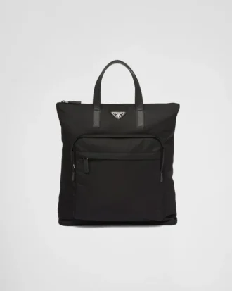 Tote-väska i Re-Nylon och Saffiano-läder Tote-väska i Re-Nylon och Saffiano-läder