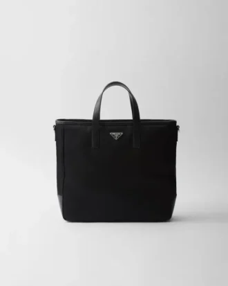 Tote-väska i Re-Nylon och Saffiano-läder Tote-väska i Re-Nylon och Saffiano-läder