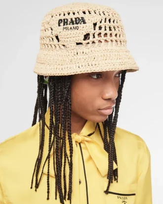 Virkad bucket hat