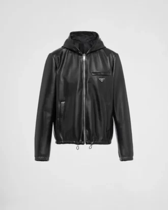 Vändbar blousonjacka i nappa och Re-Nylon