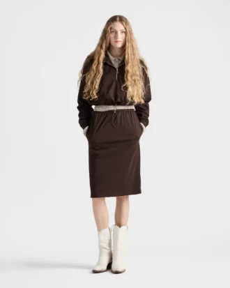 Vändbar hoodie i bomullsjersey och Re-Nylon